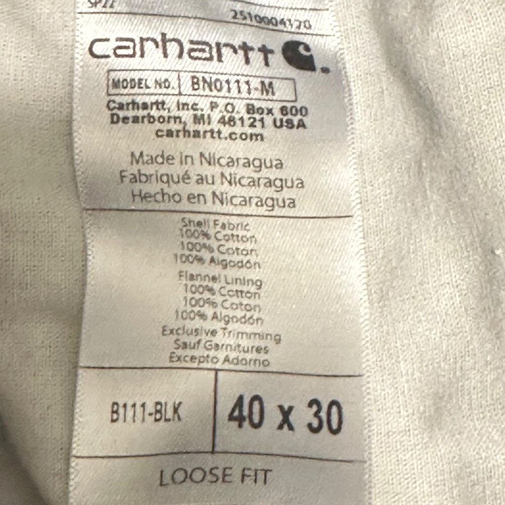 Carhartt Mens Cargo Work Pants 40x30 Loose Straight Washed Flannel Lined - Picture 8 of 8
